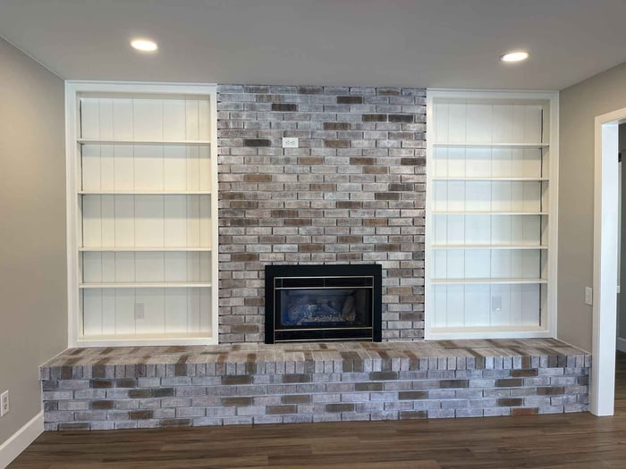 Fireplace-whitewash-brick-white-shelves-Littleton-Colorado