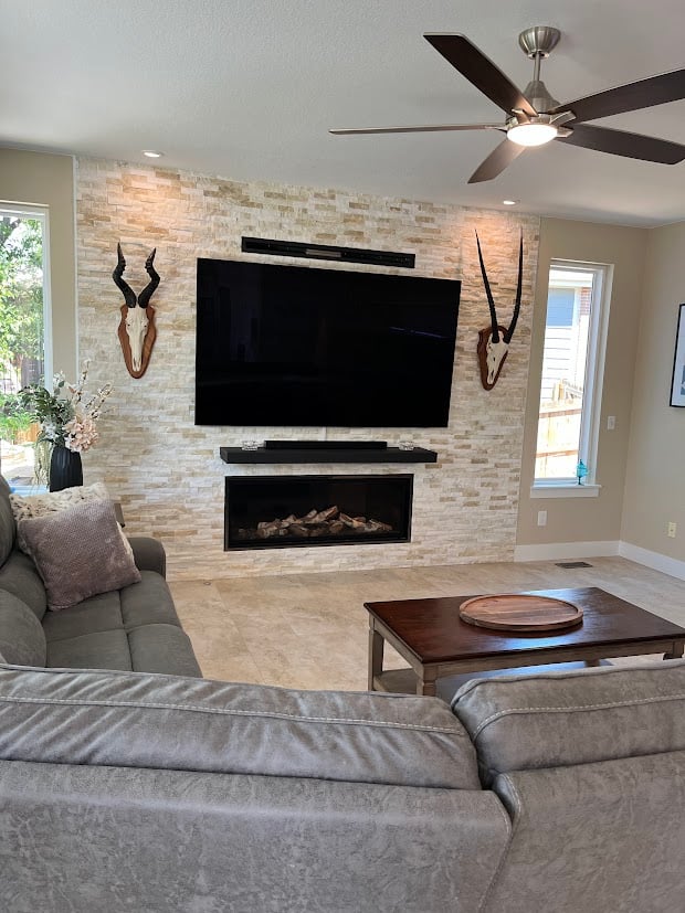 Cornerview of living room by Grimes Home Concepts