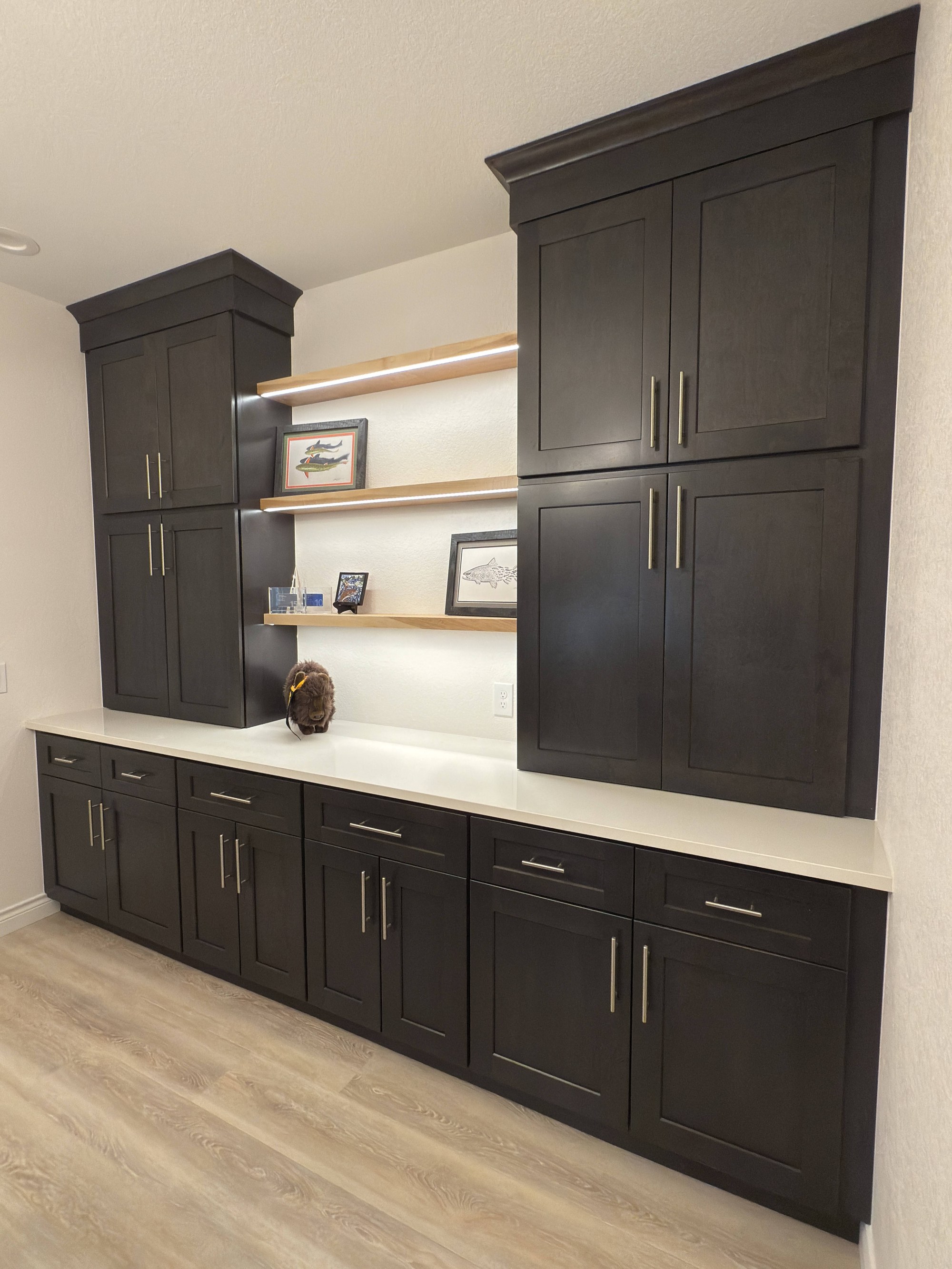 after basement remodel finished basement entertainment room with backyard view in littleton