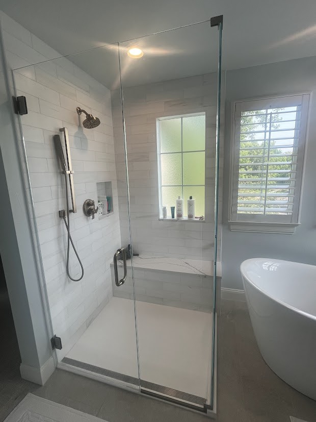 after denver bathroom remodel quartz countertop vanity detail