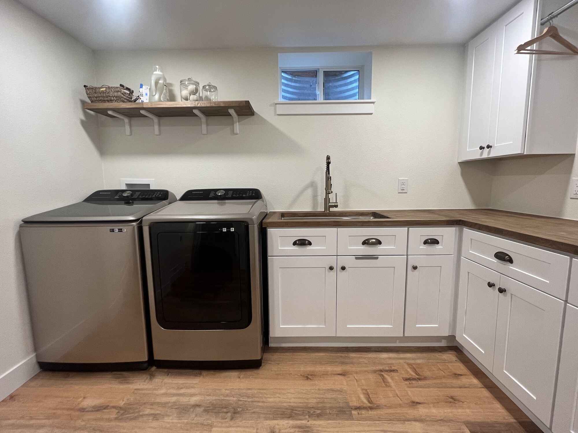 Beautiful-bright-basement-laundry-room-butcher-block-counters-Littleton-Colorado19