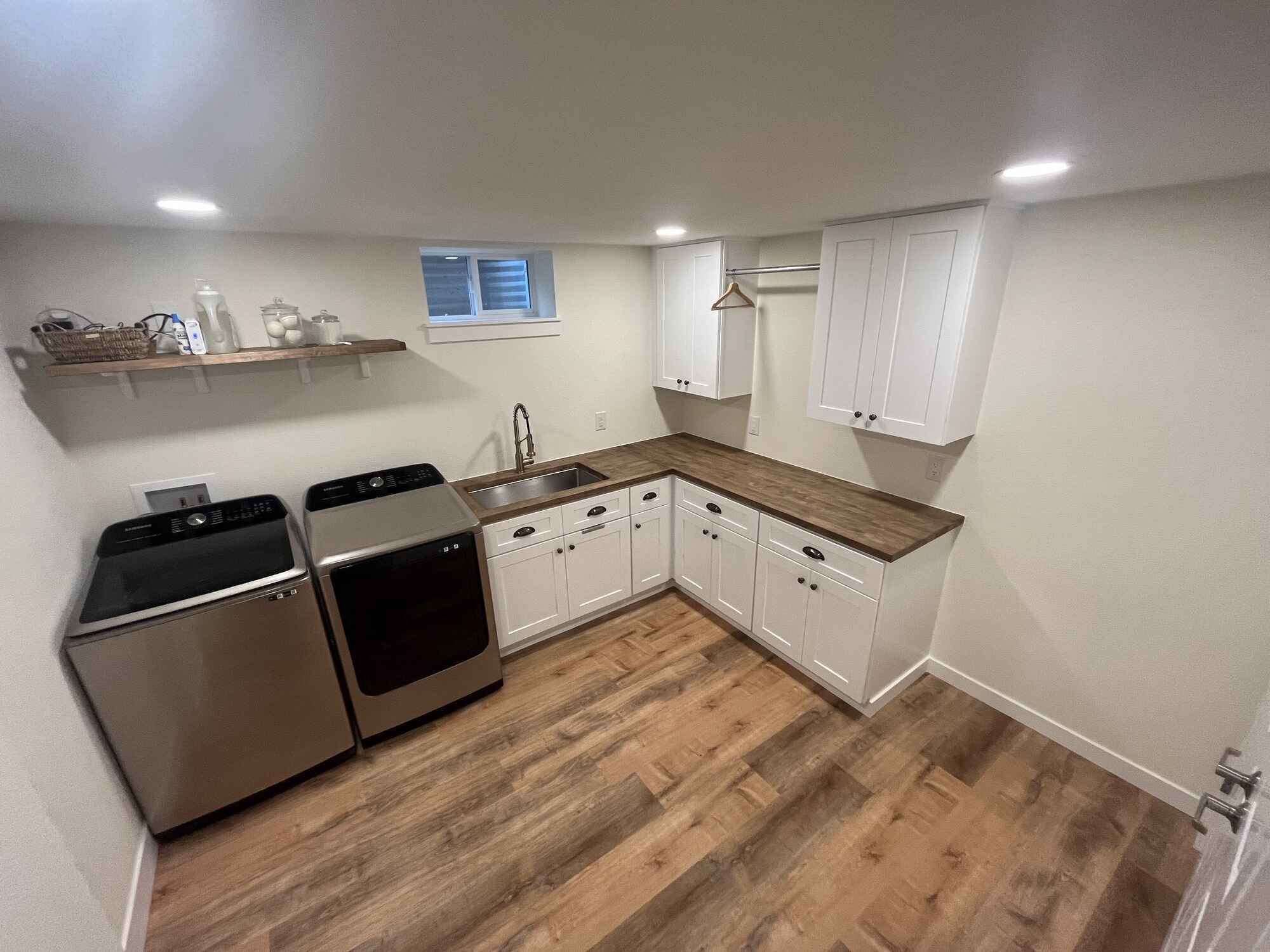 Beautiful-bright-basement-laundry-room-butcher-block-counters-Littleton-Colorado20