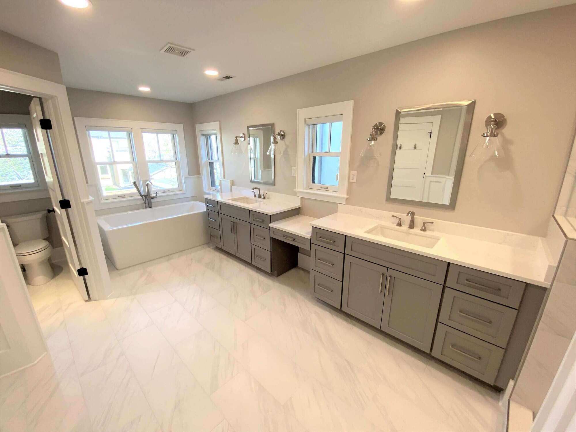 Big-elegant-bathroom-grey-cabinets-white-floor-Littleton-Colorado2