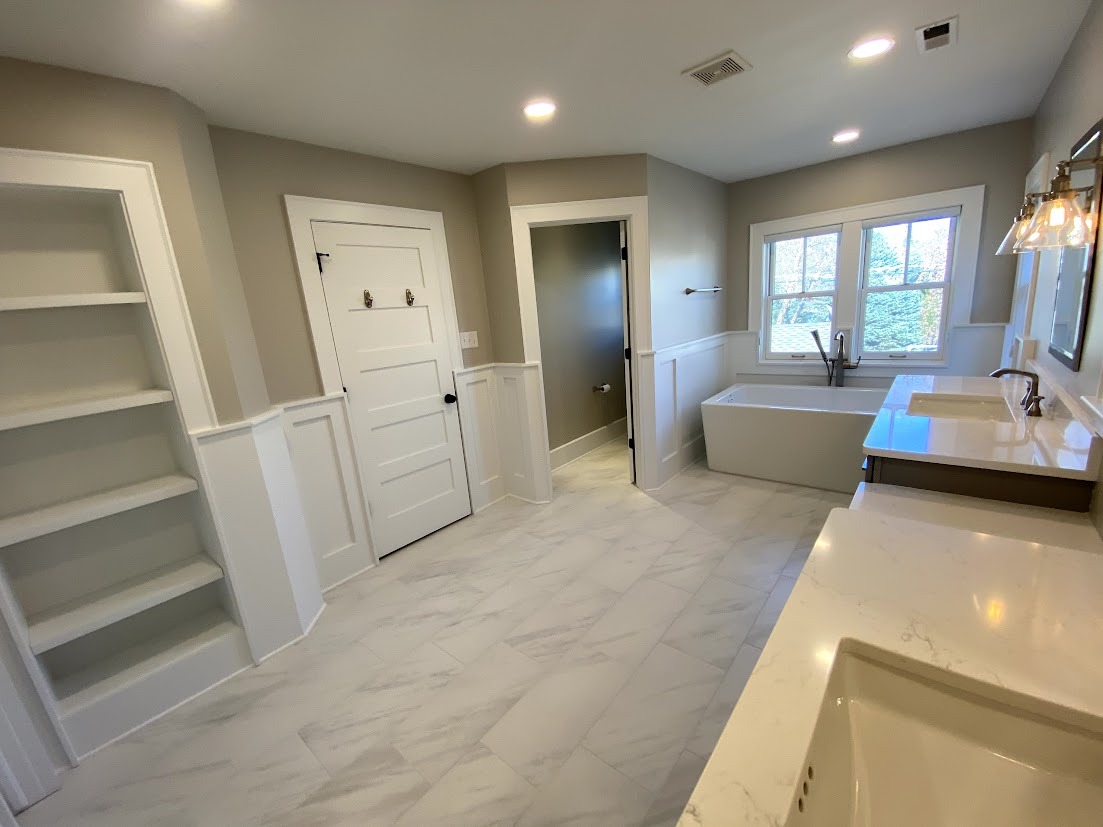 denver bathroom remodel after marble tile bathroom with double vanity