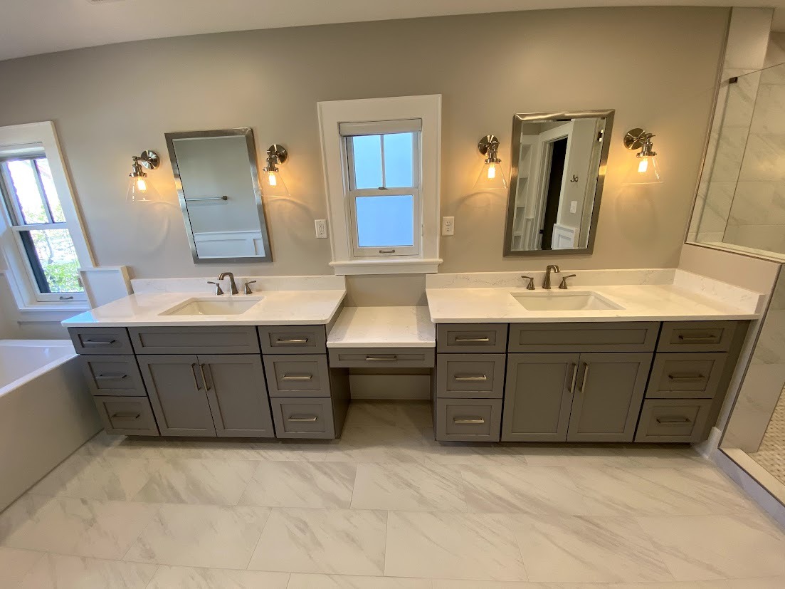 denver bathroom remodel after private toilet room with marble tile floor