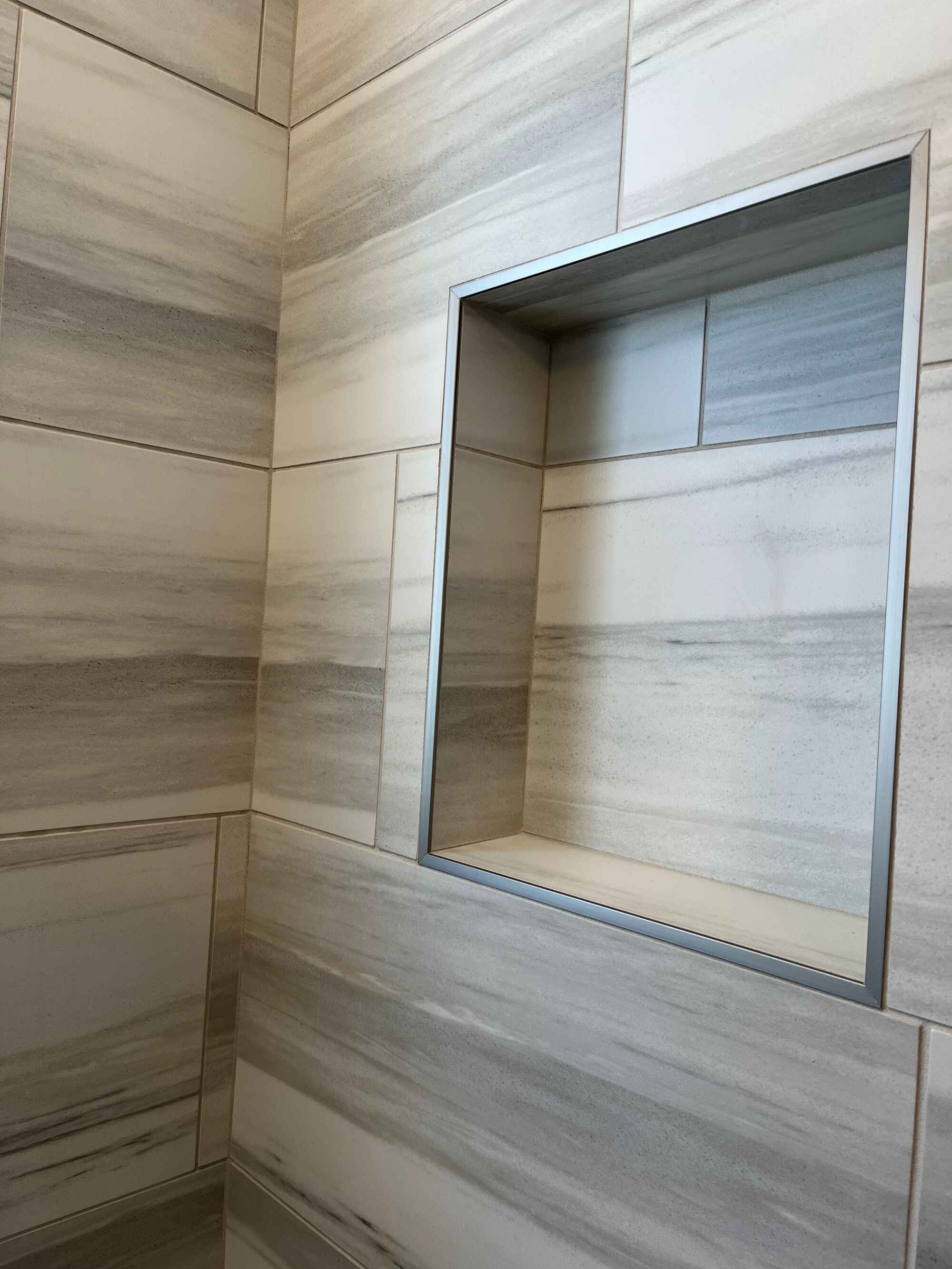 Custom-bright-bathroom-white-cabinets-gray-tile-Littleton-Colorado2 by Grimes Home Concepts