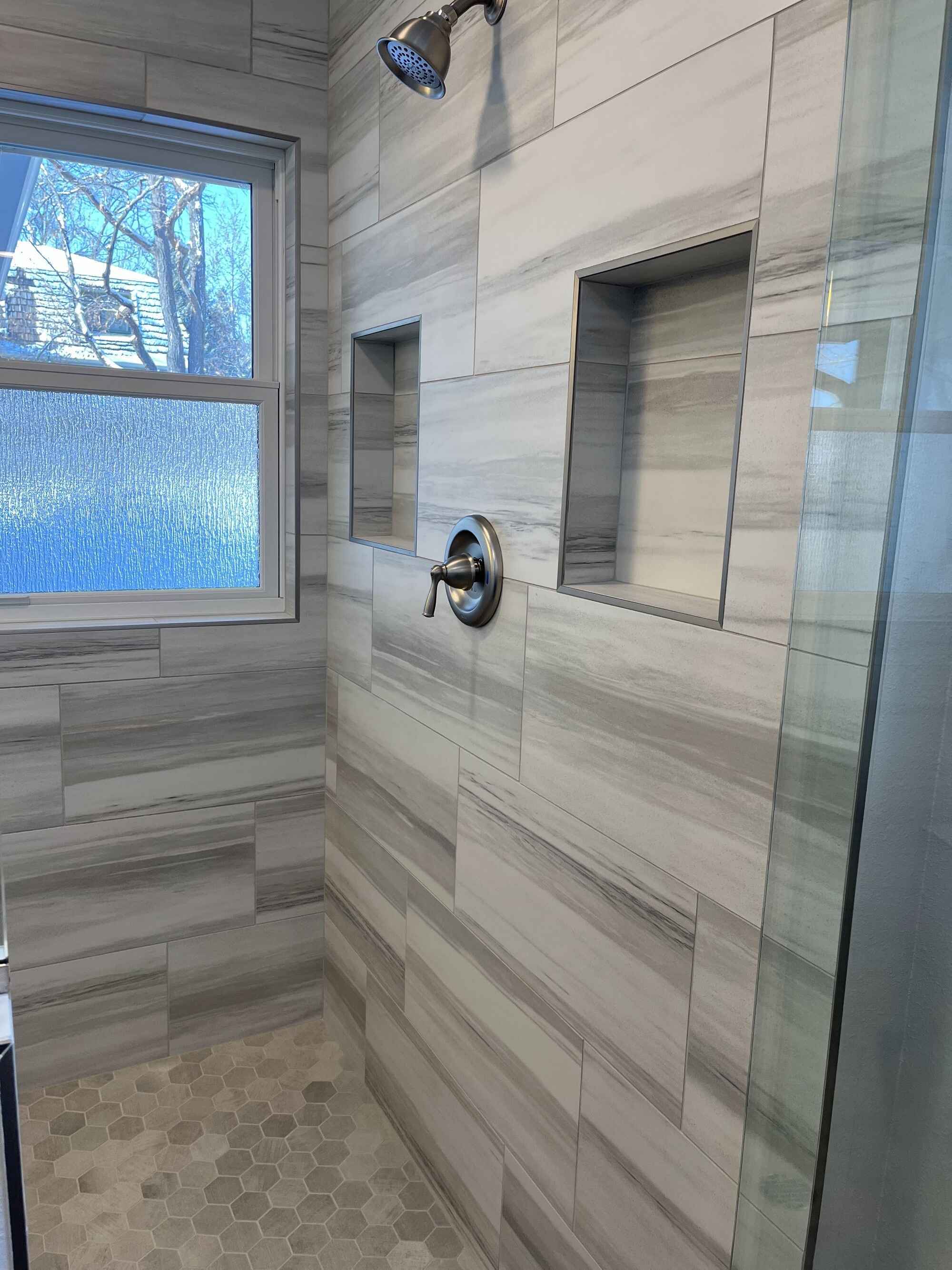 Custom-bright-bathroom-white-cabinets-gray-tile-Littleton-Colorado5 by Grimes Home Concepts