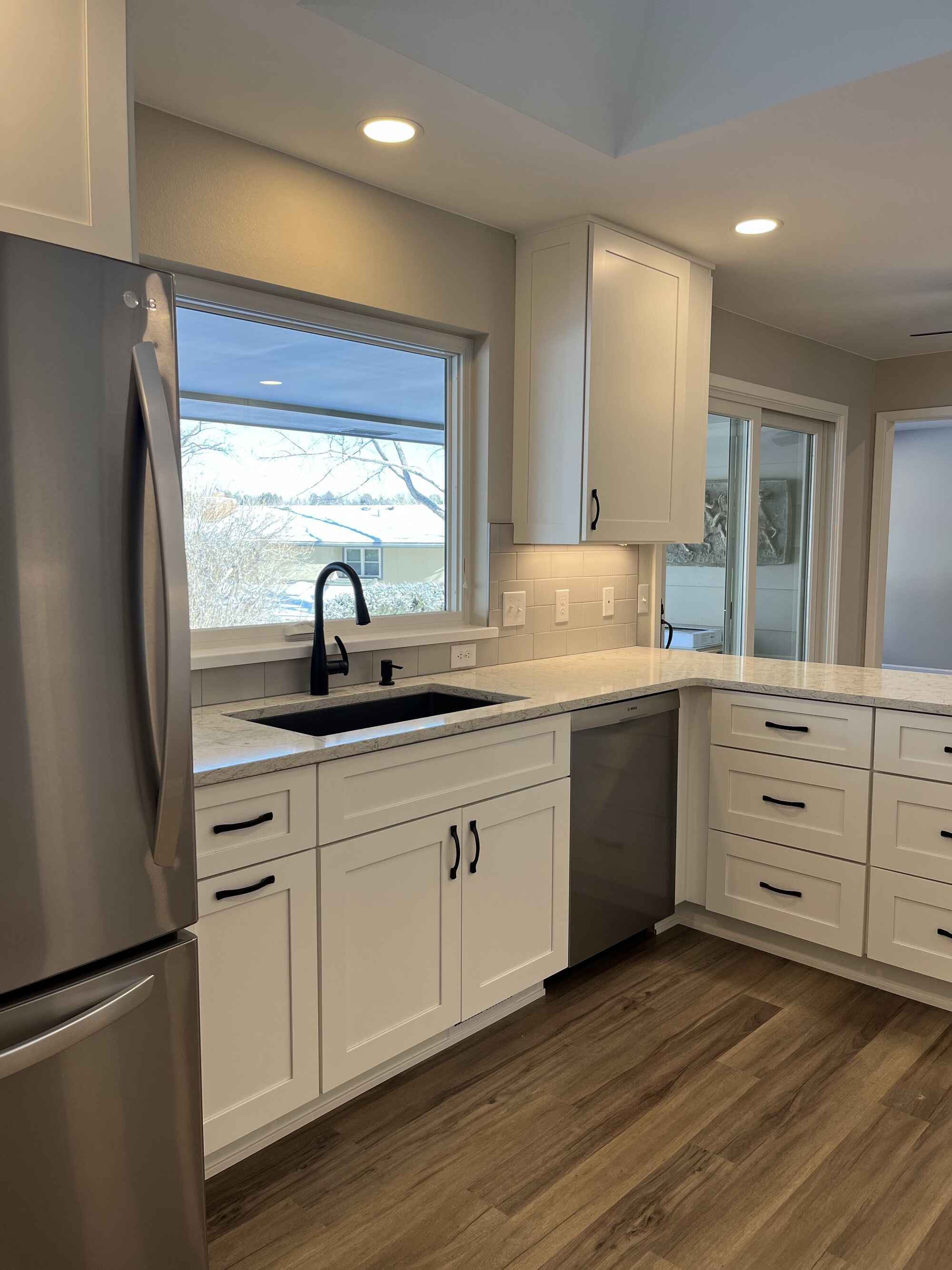 Custom-bright-kitchen-white-cabinets-vinyl-floors-Littleton-Colorado by Grimes Home Concepts