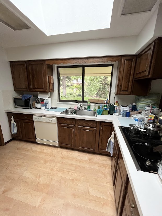 before kitchen sink and cooktop layout in littleton whole home remodel