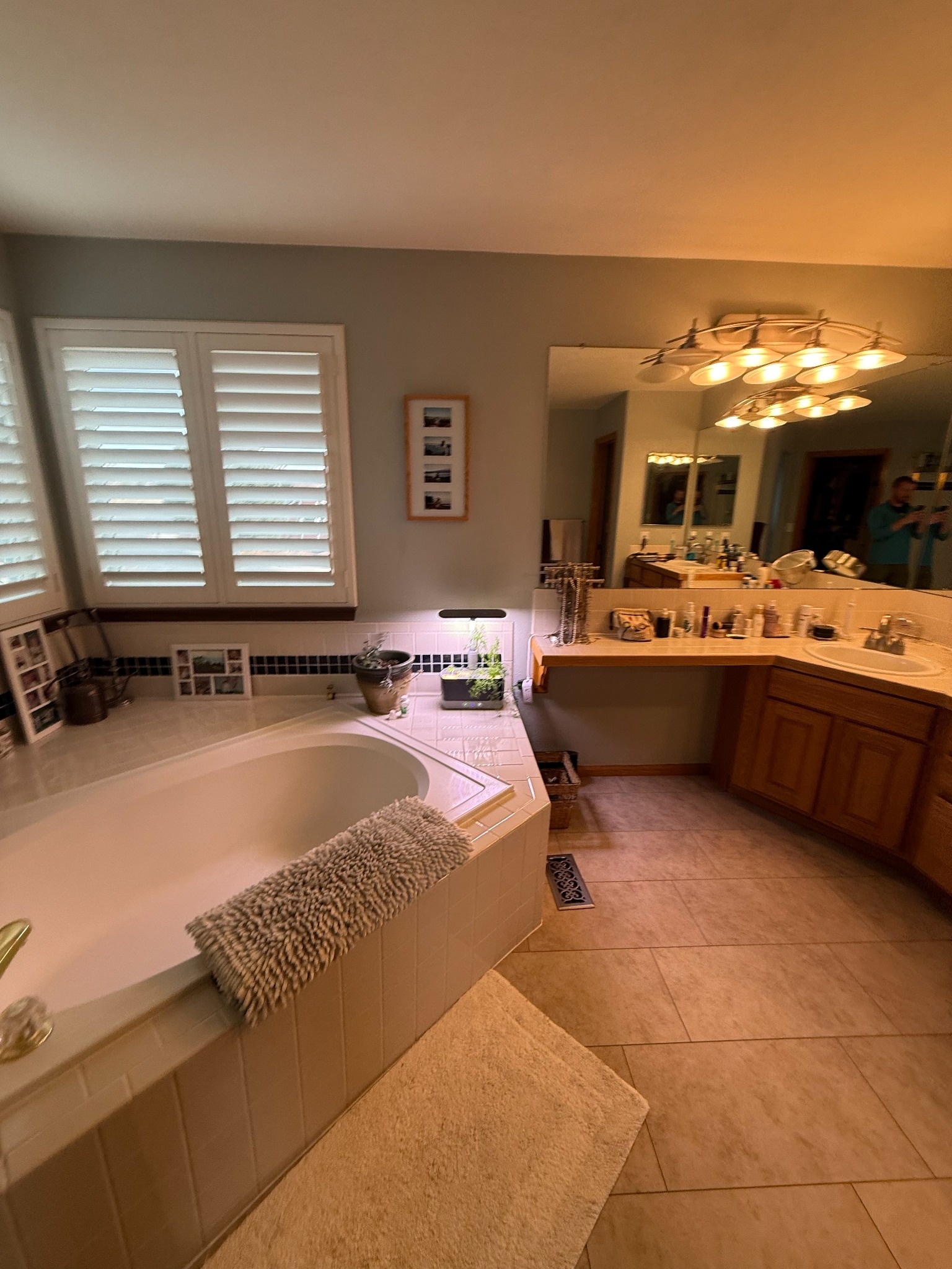 before littleton bathroom remodel with soaking tub double vanity and tile flooring
