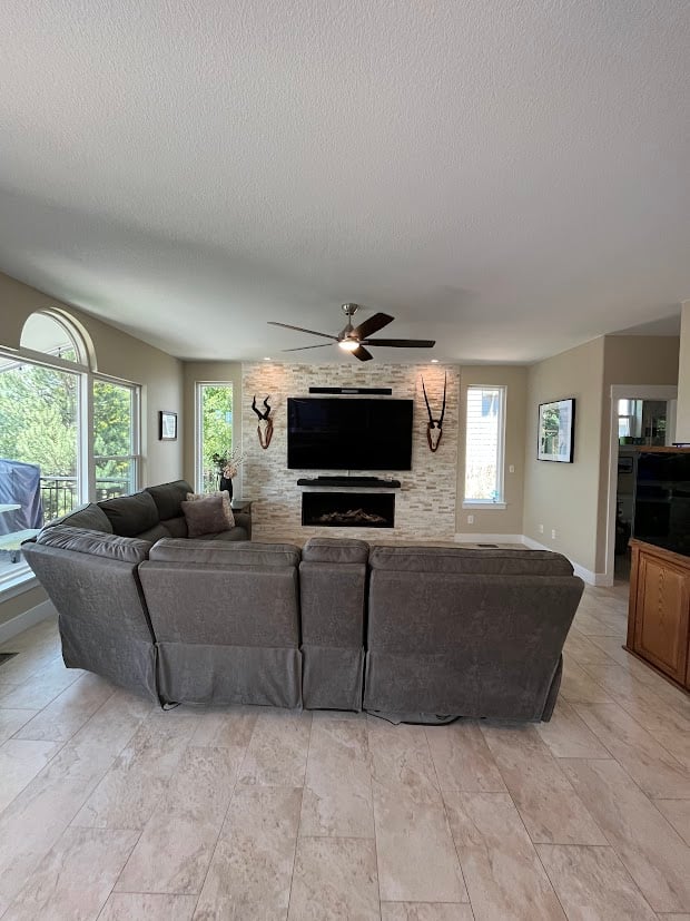 Far shot of living room by Grimes Home Concepts